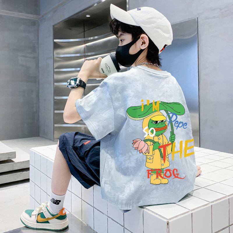 Children's Pure Short Sleeve T-Shirt Boys Top Medium to Large Kids
