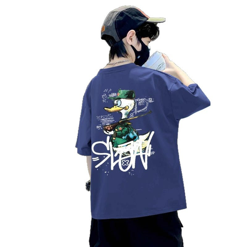Boys' Short Sleeve T-Shirt  Cartoon Print Top