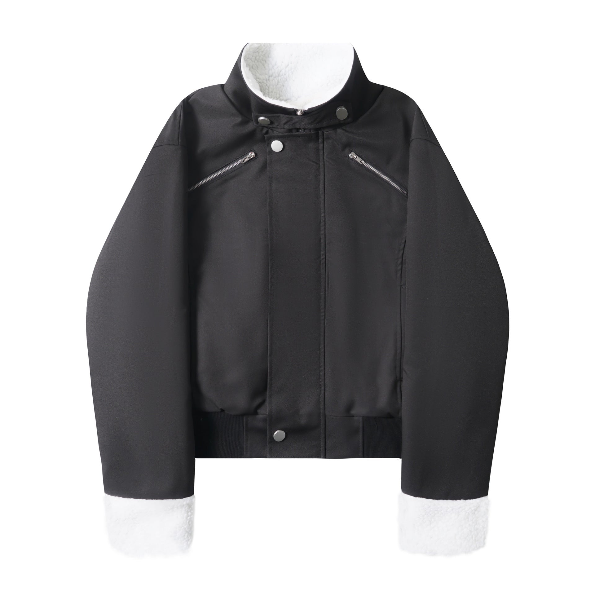 Lamb Fleece Stand up Collar Coat for Women