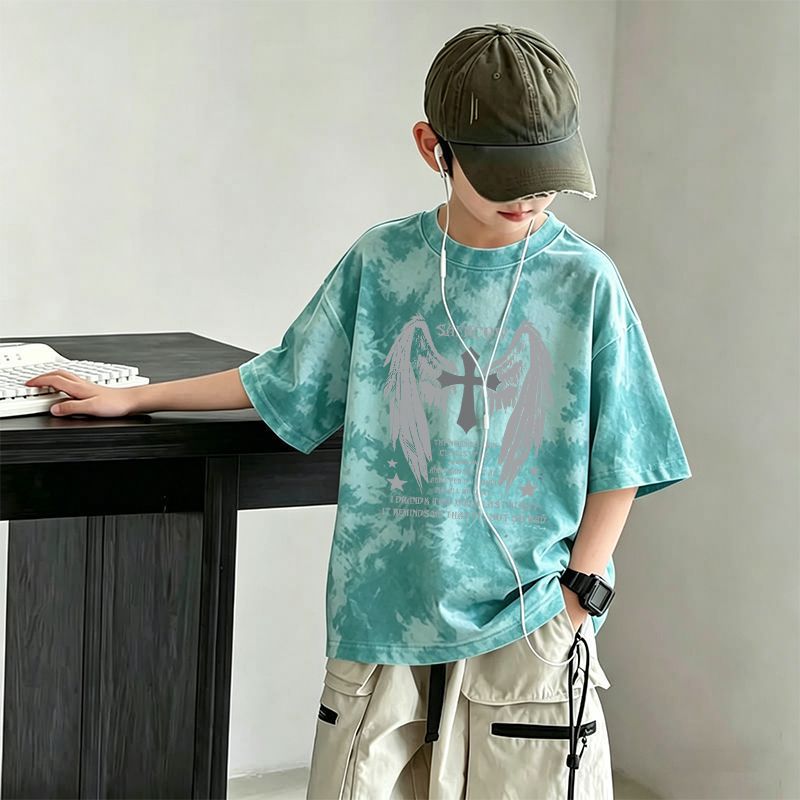 Children's Short Sleeve T-Shirt Loose Half Sleeve Casual Kids Clothes for Boys
