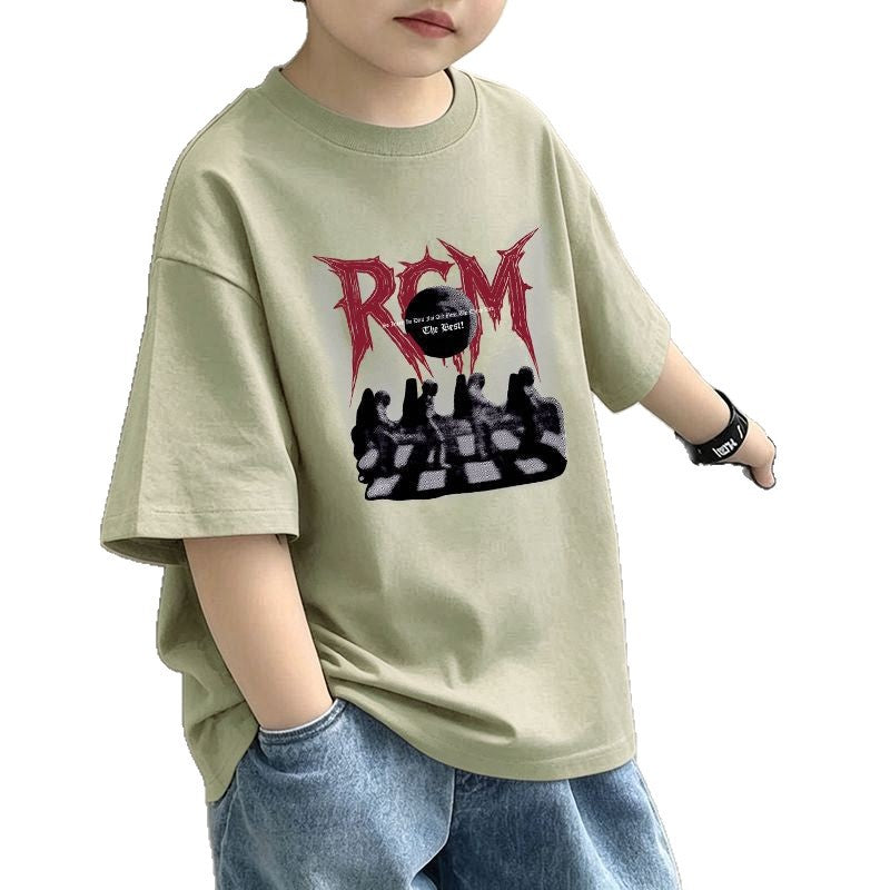 Boys' Letter Print T-Shirt – Casual Short Sleeve Cotton Tee for Kids | 120–170