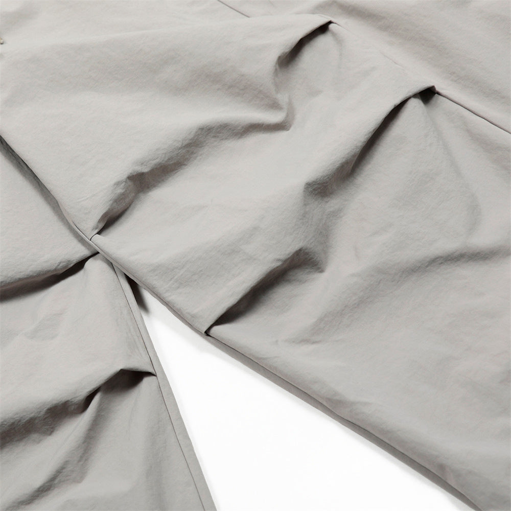 Letter Print Wide-Leg Nylon Pants – Street Style Drawstring Joggers