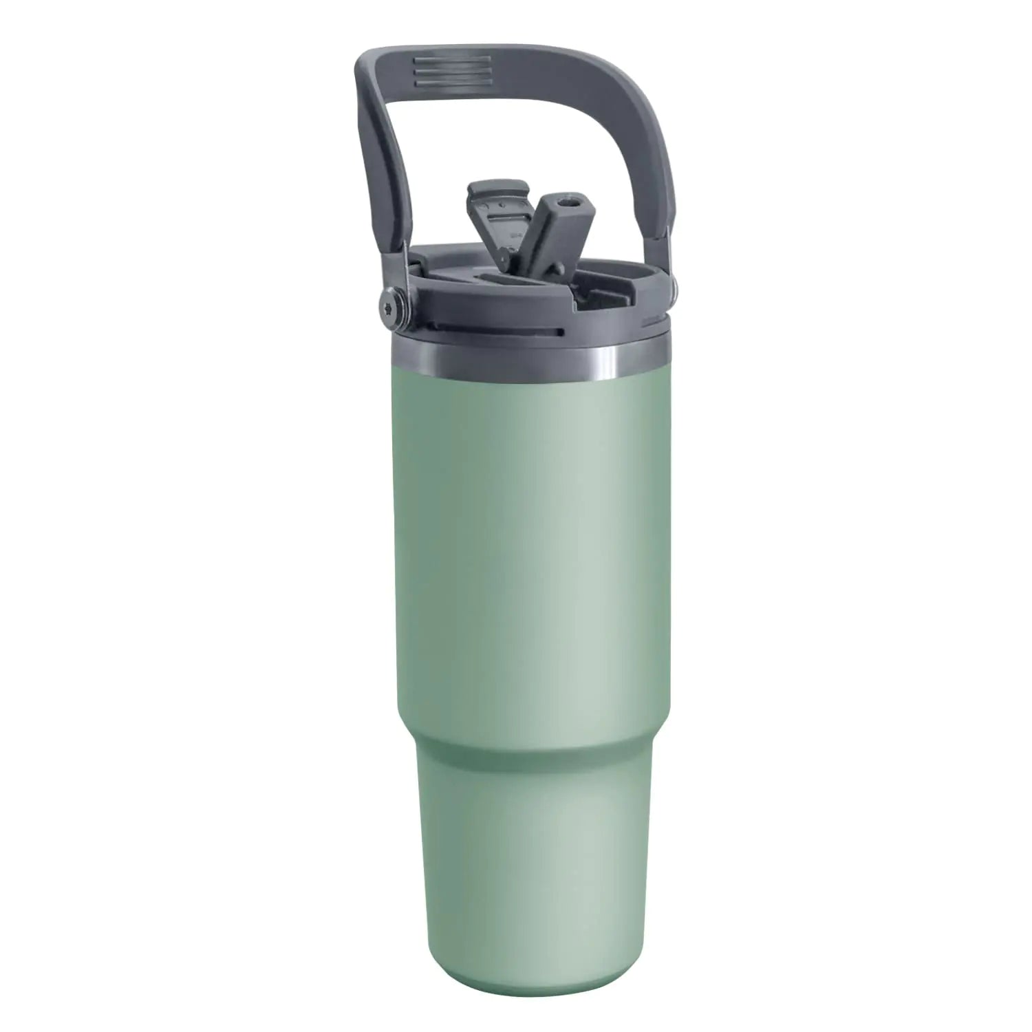 40 oz Insulated Tumbler with Handle and Straw 2-in-1 Lid Vacuum Double Walled Stainless Steel Leak Proof Water Bottle Large Travel Mug Coffee Cup Keeps Hot for 12 Hours Cold for 24 Hours Green