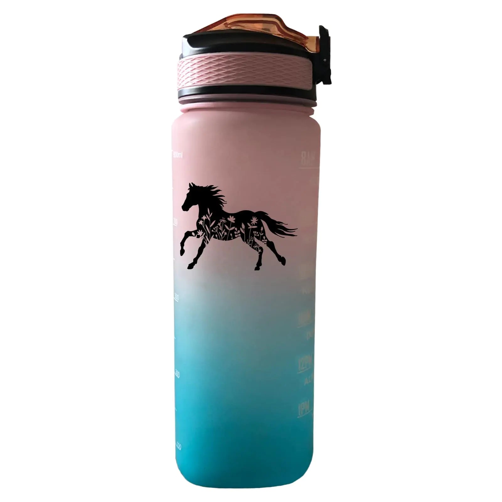 Wisedeal Floral Horse 32 oz Water Bottle with Times Marker
