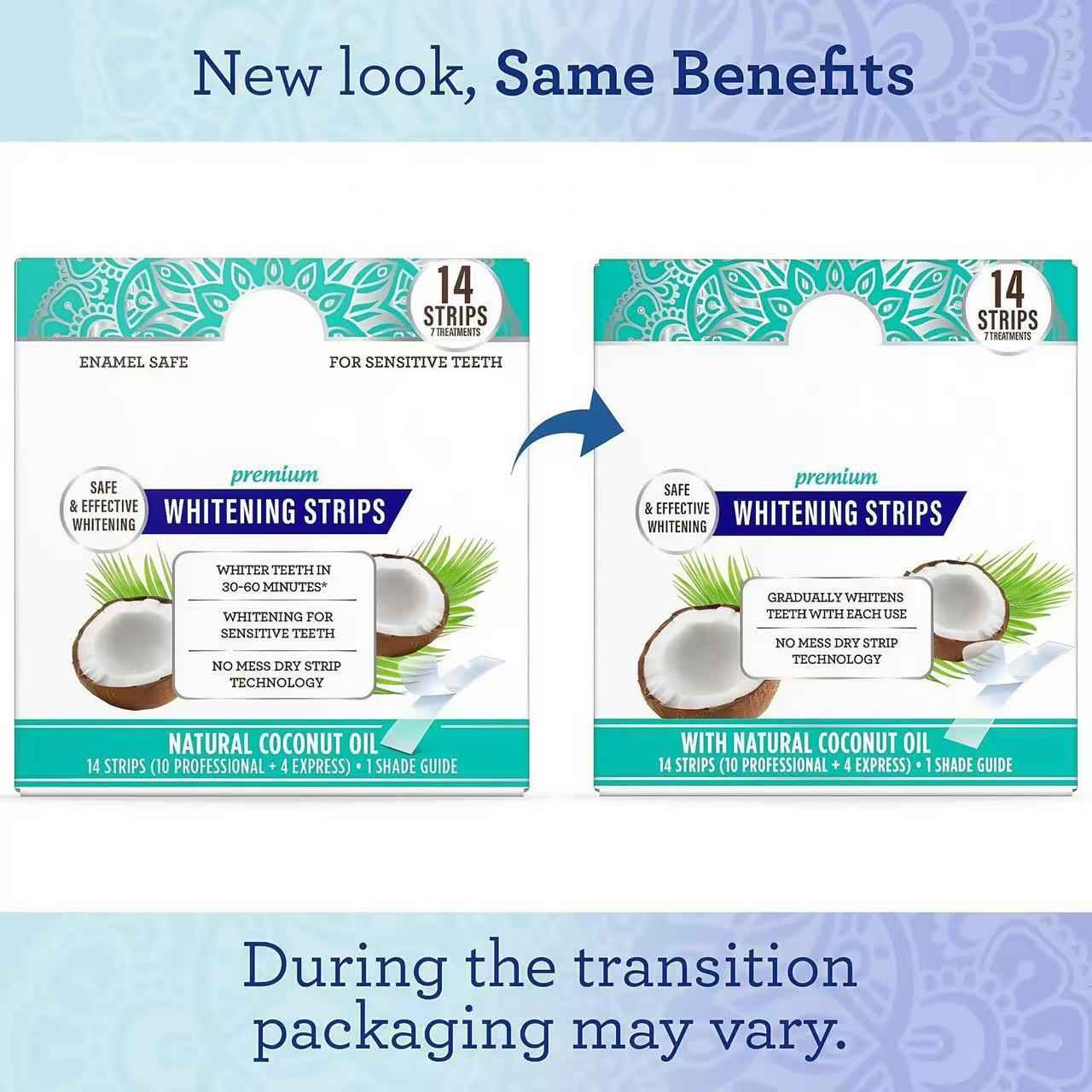 Coconut Oil Teeth Whitening Strips, Mint Flavor