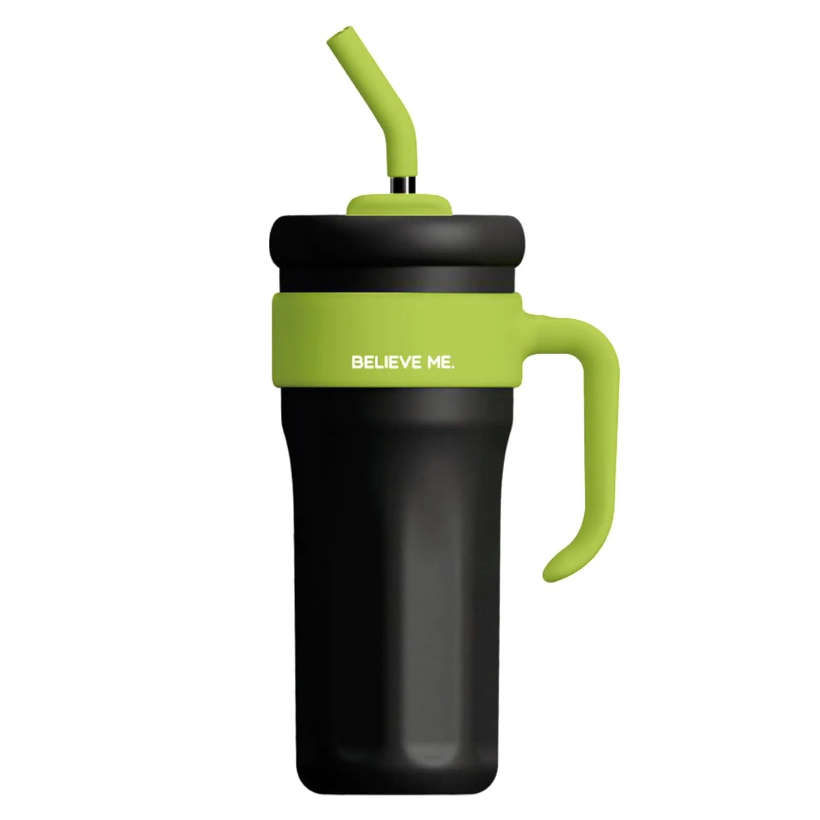 40 oz Tumbler with Handle Stainless Steel Double Wall Vacuum Bottle Travel Mug 100% Leakproof Insulated Tumbler with Straw and Lid Reusable Coffee cup for gift (Black)