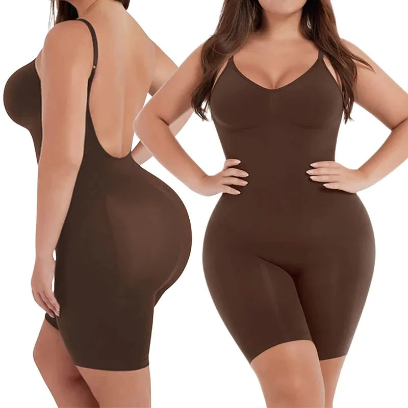Body con Control de barriga para mujer, ropa moldeadora de cobertura completa, traje de cuerpo ajustado hasta el muslo, moldeador de cuerpo con espalda baja, mono sin espalda, moldeador sin costuras
