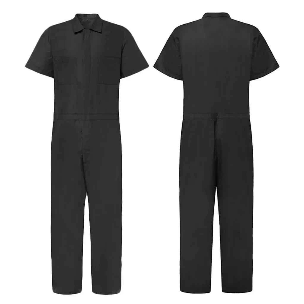 Overoles Casuales de Calle para Hombre 2026, Holgados, con Cierre, Múltiples Bolsillos, Manga Corta, Mono, Primavera Verano, Overoles Sólidos, Ropa de Trabajo para Hombre