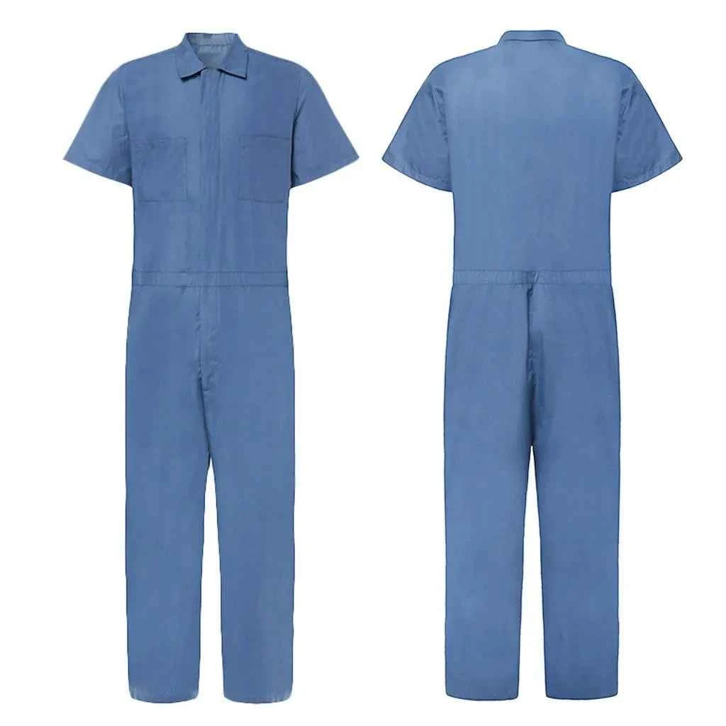 Overoles Casuales de Calle para Hombre 2026, Holgados, con Cierre, Múltiples Bolsillos, Manga Corta, Mono, Primavera Verano, Overoles Sólidos, Ropa de Trabajo para Hombre