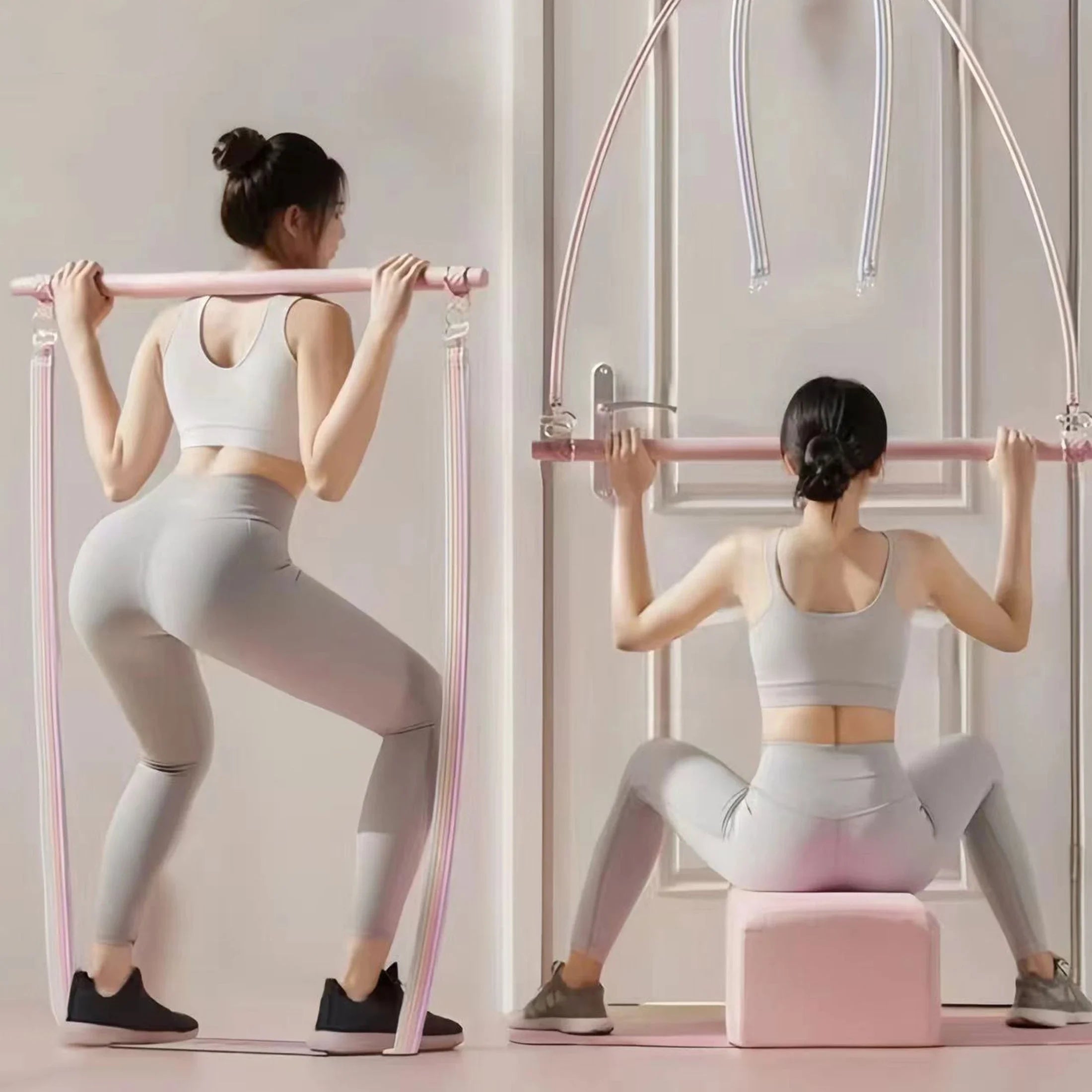 Trainingsbänder Set, Mit Pilatesrolle, Fitnessband,Hohe Elastizität Widerstandsbändern, Trainingshilfe, Muskeltraining