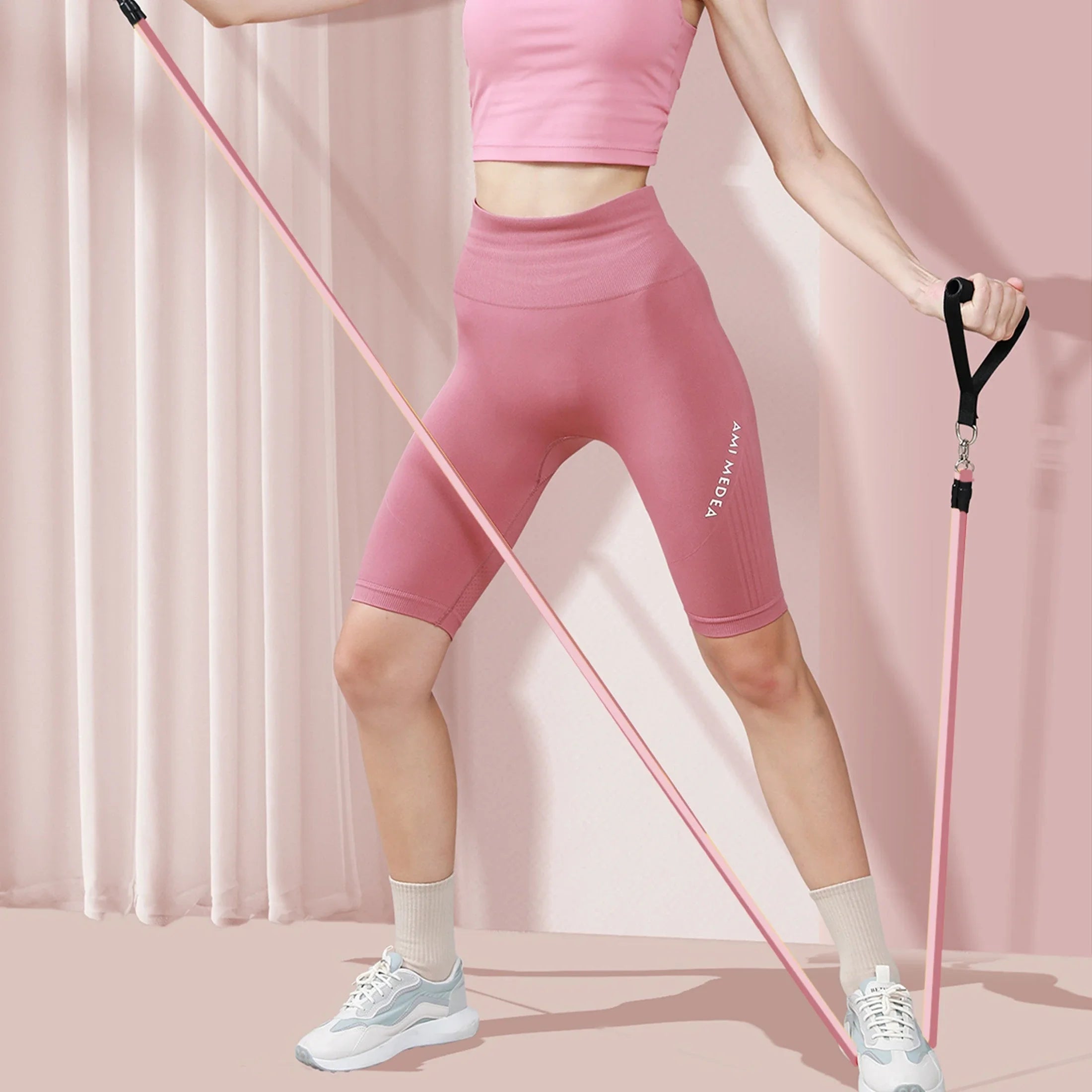 Trainingsbänder Set, Mit Pilatesrolle, Fitnessband,Hohe Elastizität Widerstandsbändern, Trainingshilfe, Muskeltraining