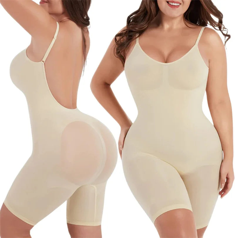 Body con Control de barriga para mujer, ropa moldeadora de cobertura completa, traje de cuerpo ajustado hasta el muslo, moldeador de cuerpo con espalda baja, mono sin espalda, moldeador sin costuras