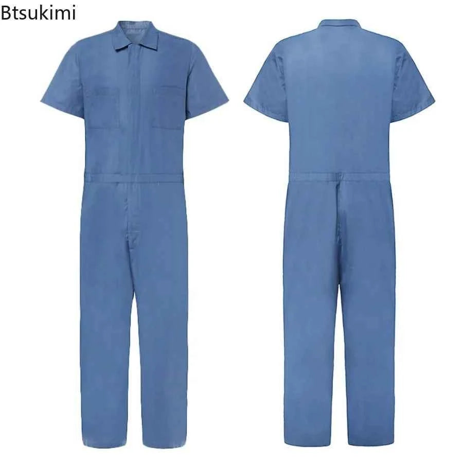 Overoles Casuales de Calle para Hombre 2026, Holgados, con Cierre, Múltiples Bolsillos, Manga Corta, Mono, Primavera Verano, Overoles Sólidos, Ropa de Trabajo para Hombre