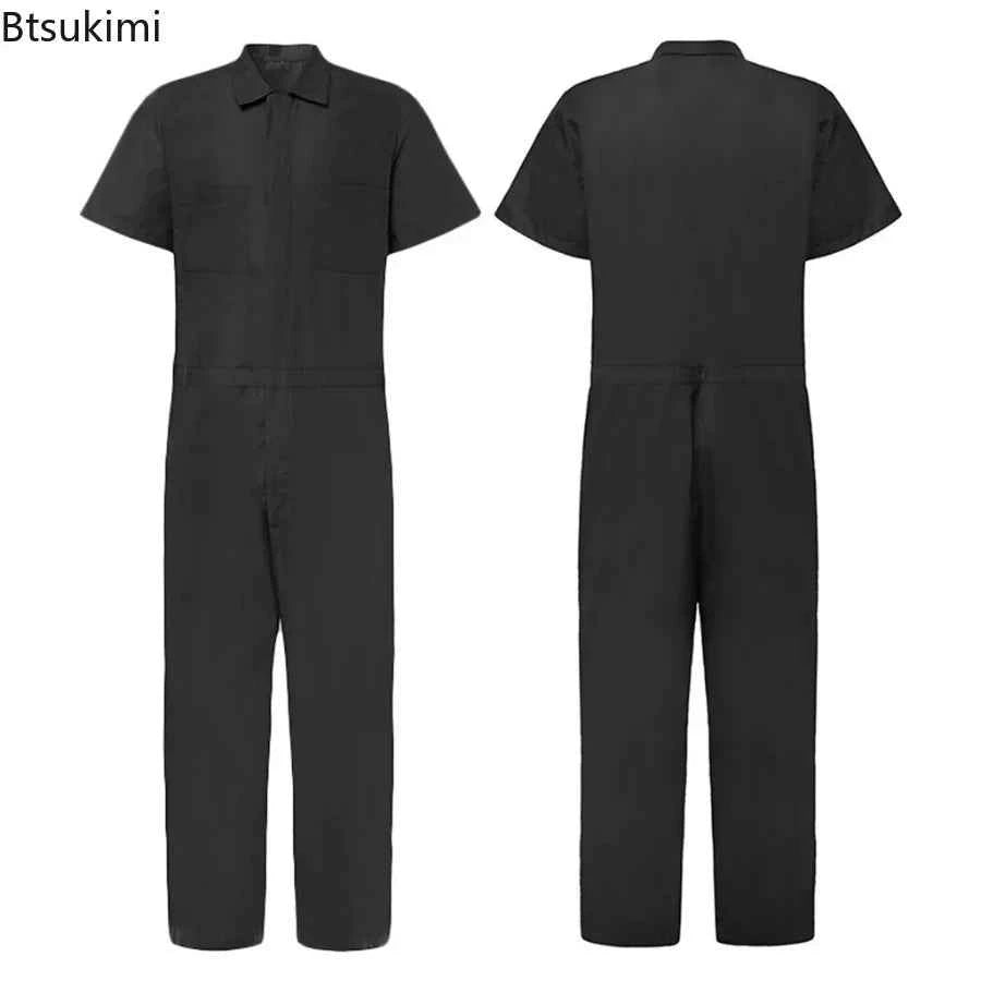 Overoles Casuales de Calle para Hombre 2026, Holgados, con Cierre, Múltiples Bolsillos, Manga Corta, Mono, Primavera Verano, Overoles Sólidos, Ropa de Trabajo para Hombre