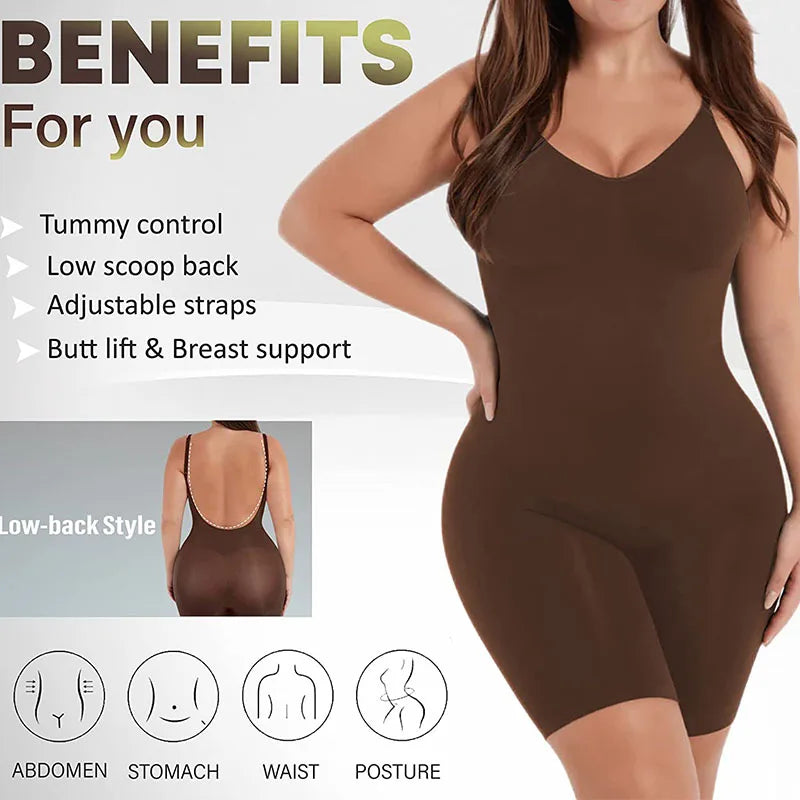 Body con Control de barriga para mujer, ropa moldeadora de cobertura completa, traje de cuerpo ajustado hasta el muslo, moldeador de cuerpo con espalda baja, mono sin espalda, moldeador sin costuras