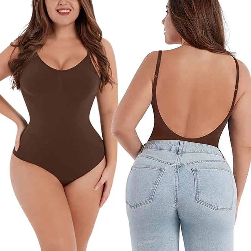 Body con Control de barriga para mujer, ropa moldeadora de cobertura completa, traje de cuerpo ajustado hasta el muslo, moldeador de cuerpo con espalda baja, mono sin espalda, moldeador sin costuras