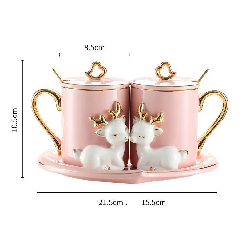 A Pair Of Suit Couple's Mugs - Bellarte Enchanté A Pair Of Suit Couple's Mugs