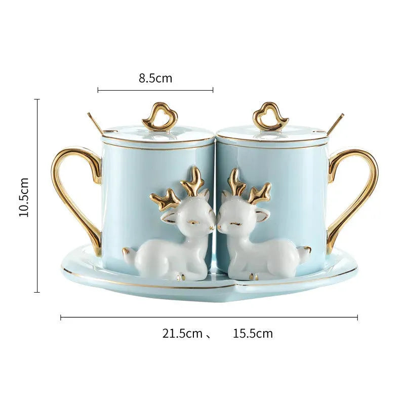 A Pair Of Suit Couple's Mugs - Bellarte Enchanté A Pair Of Suit Couple's Mugs