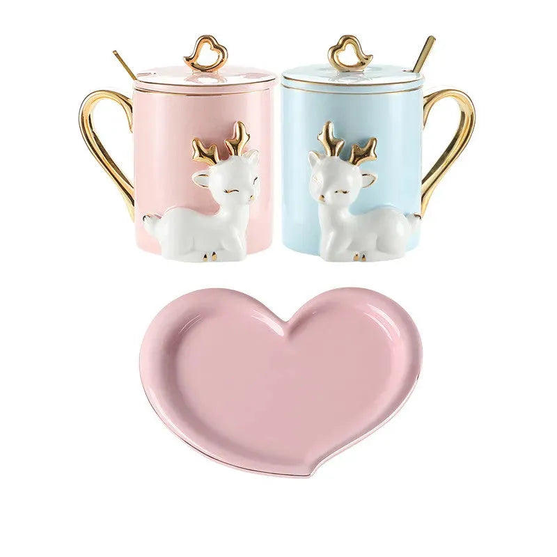 A Pair Of Suit Couple's Mugs - Bellarte Enchanté A Pair Of Suit Couple's Mugs