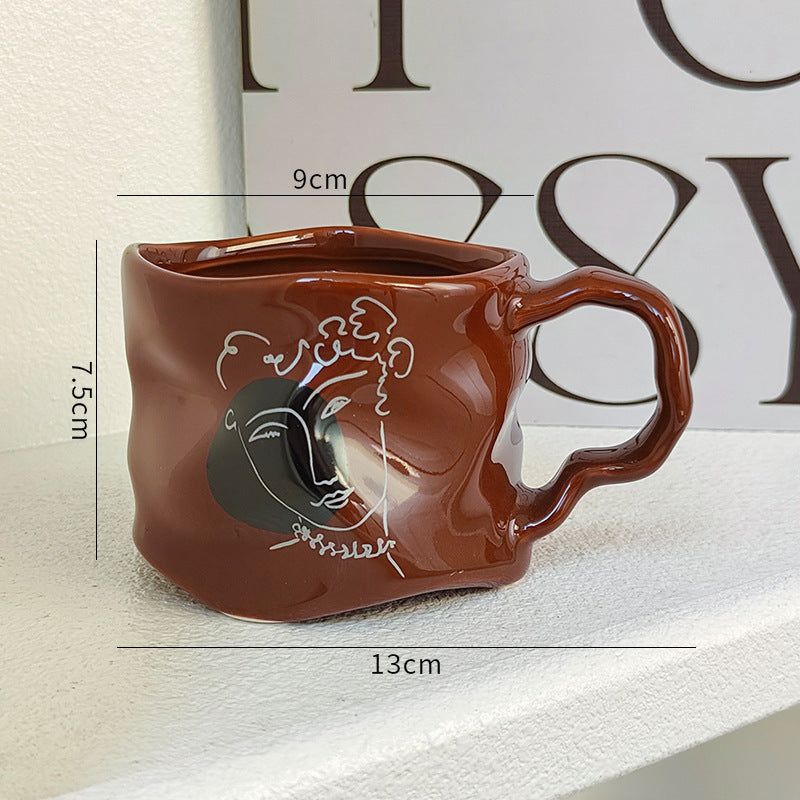 Creative, High-end Mug With Textured, Hand-painted Design