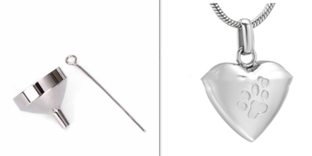 Stainless Steel Open Heart-shaped Corrosion Dog's Paw Pet Pendant Necklace