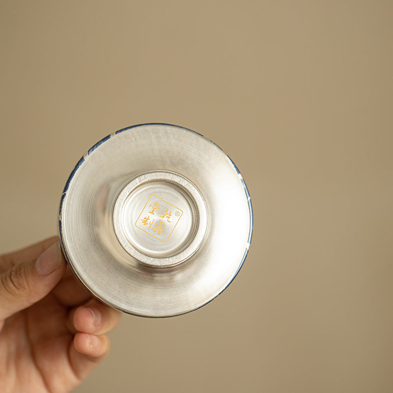 Handmade Porcelain Silver Gilded Tea Cup 150ml — Luxury Retro Master Cup with Gift Box