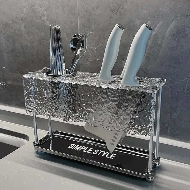 Acrylic Multifunctional Countertop Chopsticks And Knives Storage Rack - Bellarte Enchanté Acrylic Multifunctional Countertop Chopsticks And Knives Storage Rack