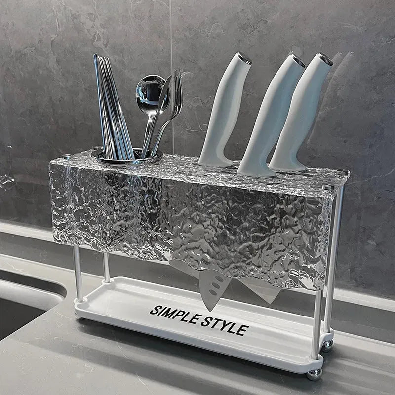 Acrylic Multifunctional Countertop Chopsticks And Knives Storage Rack - Bellarte Enchanté Acrylic Multifunctional Countertop Chopsticks And Knives Storage Rack