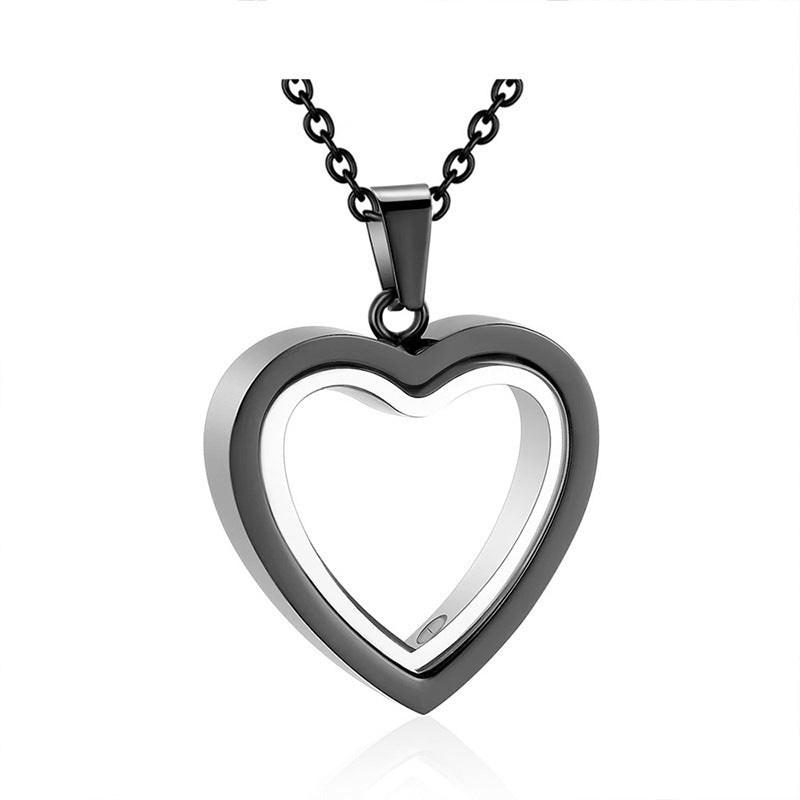 Peach Heart Four-color Cremains Pendant Openable Glass Photo Frame
