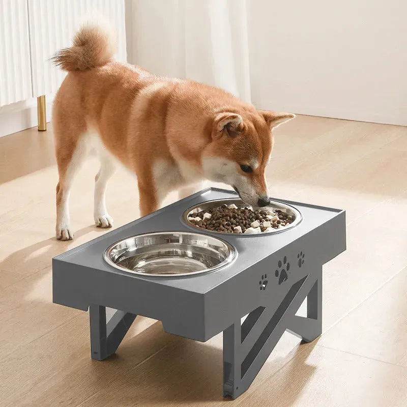 Adjustable Height And Large Capacity Stainless Steel Dog Food Bowl - Bellarte Enchanté Adjustable Height And Large Capacity Stainless Steel Dog Food Bowl