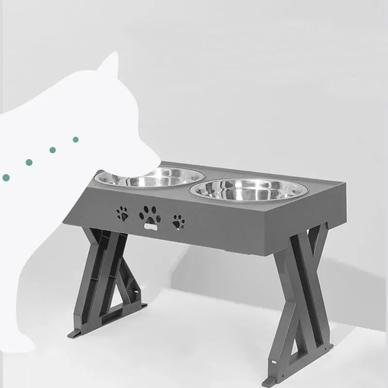 Adjustable Height And Large Capacity Stainless Steel Dog Food Bowl - Bellarte Enchanté Adjustable Height And Large Capacity Stainless Steel Dog Food Bowl
