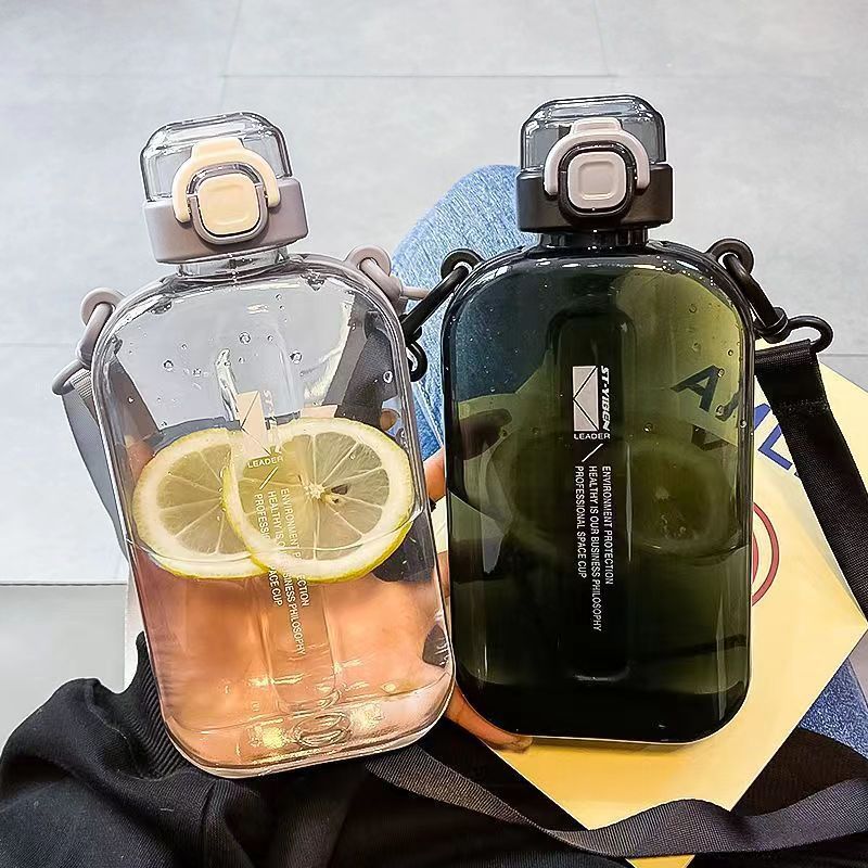 Sports Large Capacity Portable Lanyard Strap Plastic Square Kettle