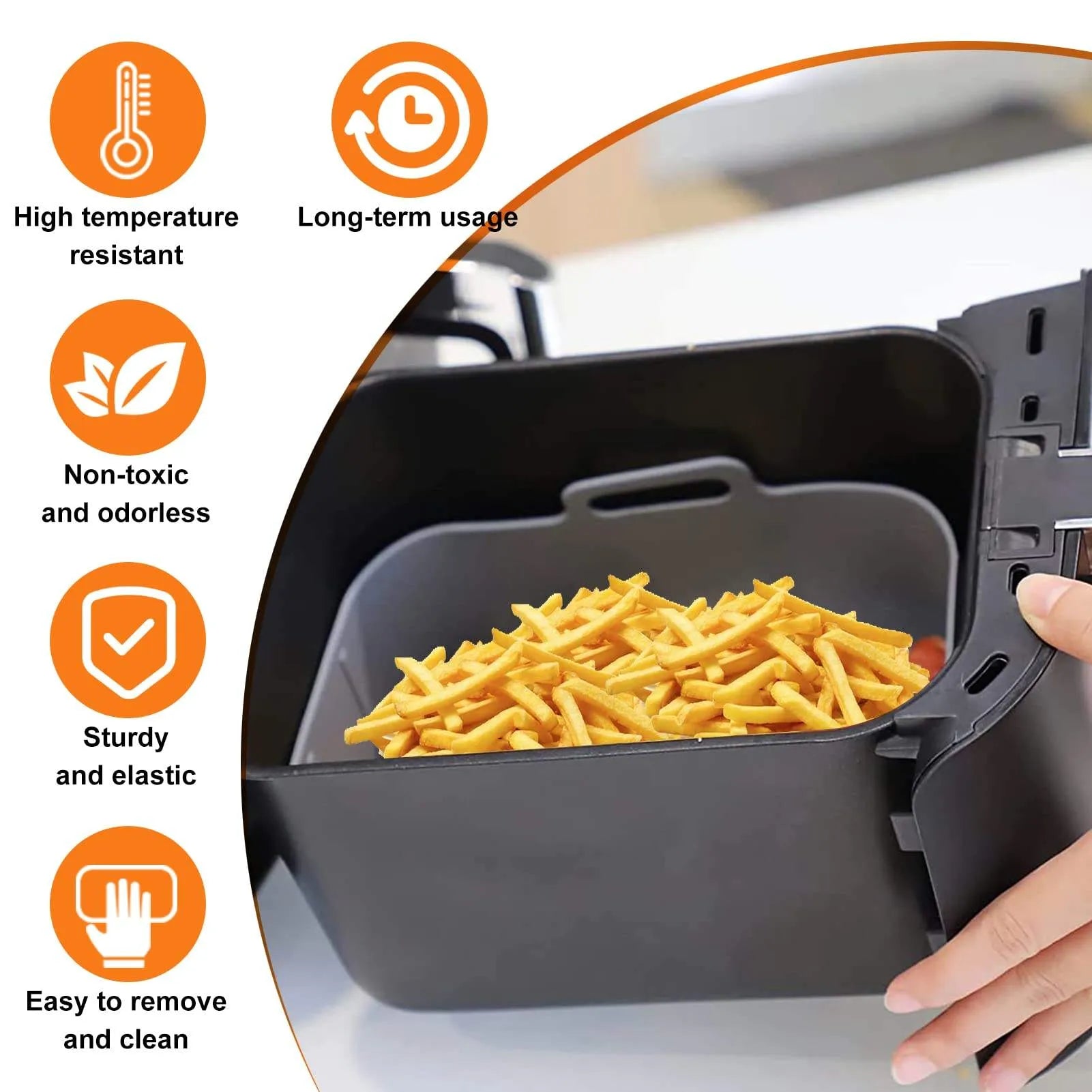 Air Fryer Silicone Pot With Handle Reusable Liner Heat Resistant Basket Rectangle Baking Accessories For Fryer Oven Microwave - Bellarte Enchanté Air Fryer Silicone Pot With Handle Reusable Liner Heat Resistant Basket Rectangle Baking Accessories For Fryer Oven Microwave