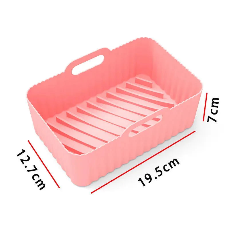 Air Fryer Silicone Pot With Handle Reusable Liner Heat Resistant Basket Rectangle Baking Accessories For Fryer Oven Microwave - Bellarte Enchanté Air Fryer Silicone Pot With Handle Reusable Liner Heat Resistant Basket Rectangle Baking Accessories For Fryer Oven Microwave