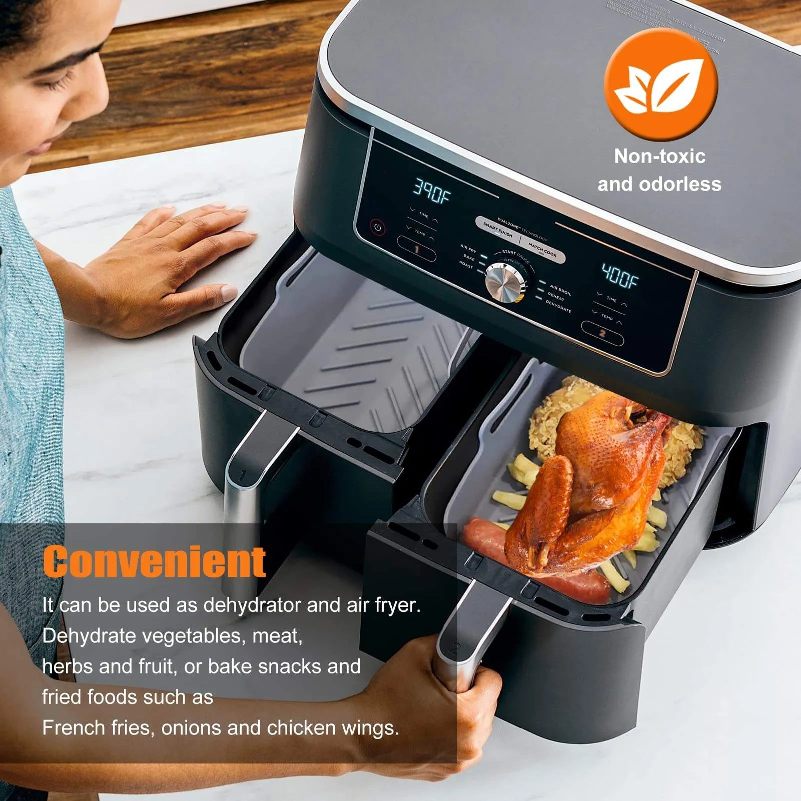 Air Fryer Silicone Pot With Handle Reusable Liner Heat Resistant Basket Rectangle Baking Accessories For Fryer Oven Microwave - Bellarte Enchanté Air Fryer Silicone Pot With Handle Reusable Liner Heat Resistant Basket Rectangle Baking Accessories For Fryer Oven Microwave