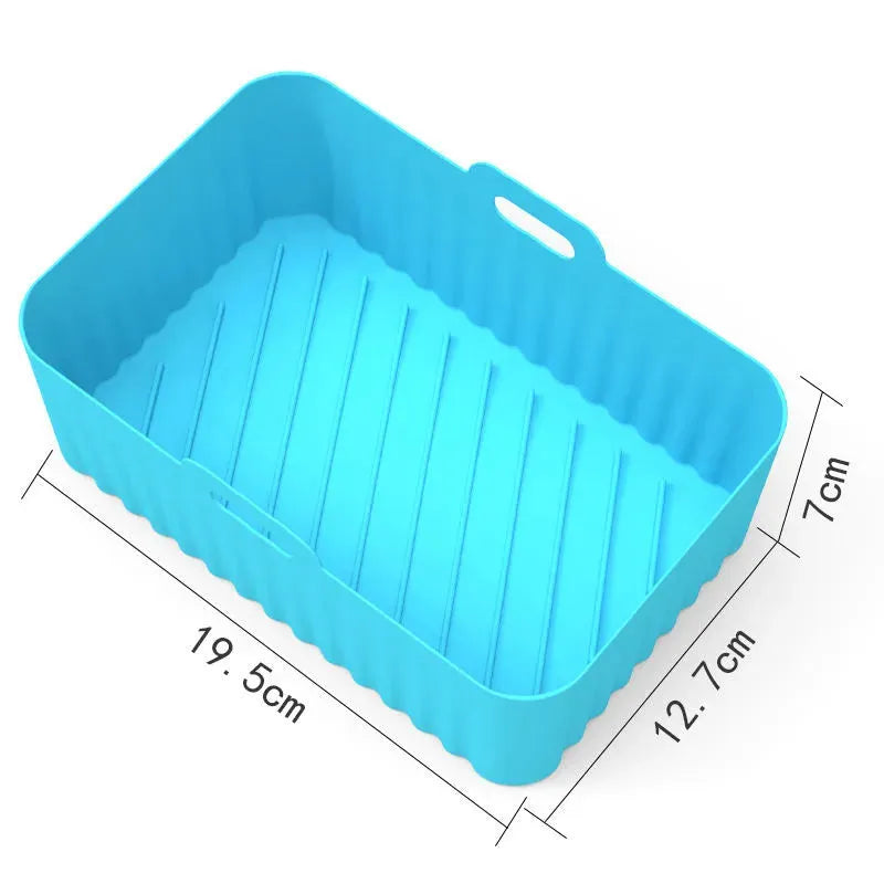 Air Fryer Silicone Pot With Handle Reusable Liner Heat Resistant Basket Rectangle Baking Accessories For Fryer Oven Microwave - Bellarte Enchanté Air Fryer Silicone Pot With Handle Reusable Liner Heat Resistant Basket Rectangle Baking Accessories For Fryer Oven Microwave