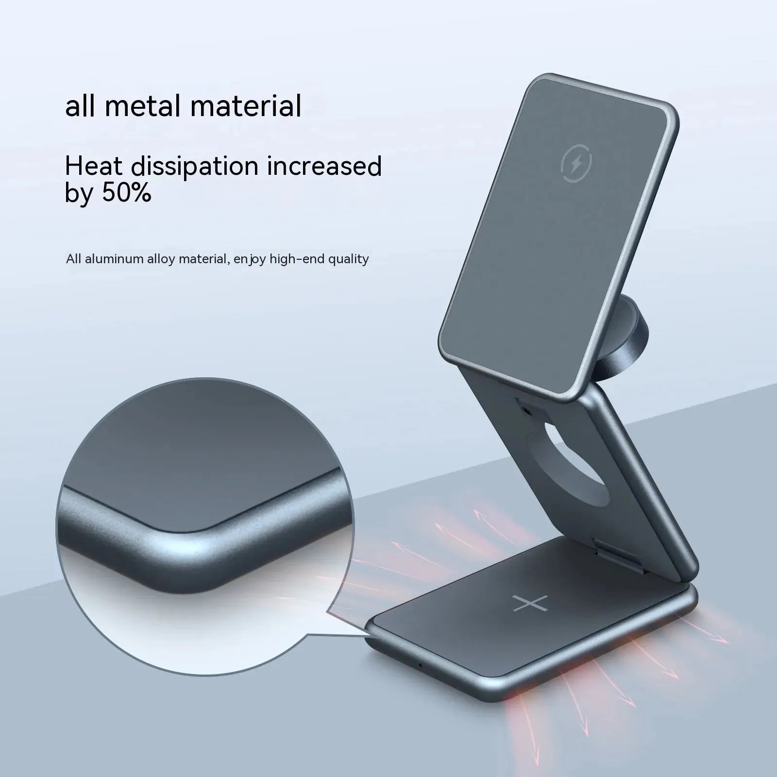 Aluminum Alloy Folding Wireless Charging Bracket Mobile Phone Headset Watch Three-in-one 15W Magnetic Fast - Bellarte Enchanté Aluminum Alloy Folding Wireless Charging Bracket Mobile Phone Headset Watch Three-in-one 15W Magnetic Fast