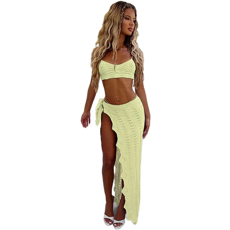 American Fashion Street Slit Knitted Sleeveless - Bellarte Enchanté American Fashion Street Slit Knitted Sleeveless