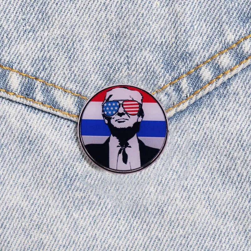 American Flag Trump Pin Badge - Bellarte Enchanté American Flag Trump Pin Badge
