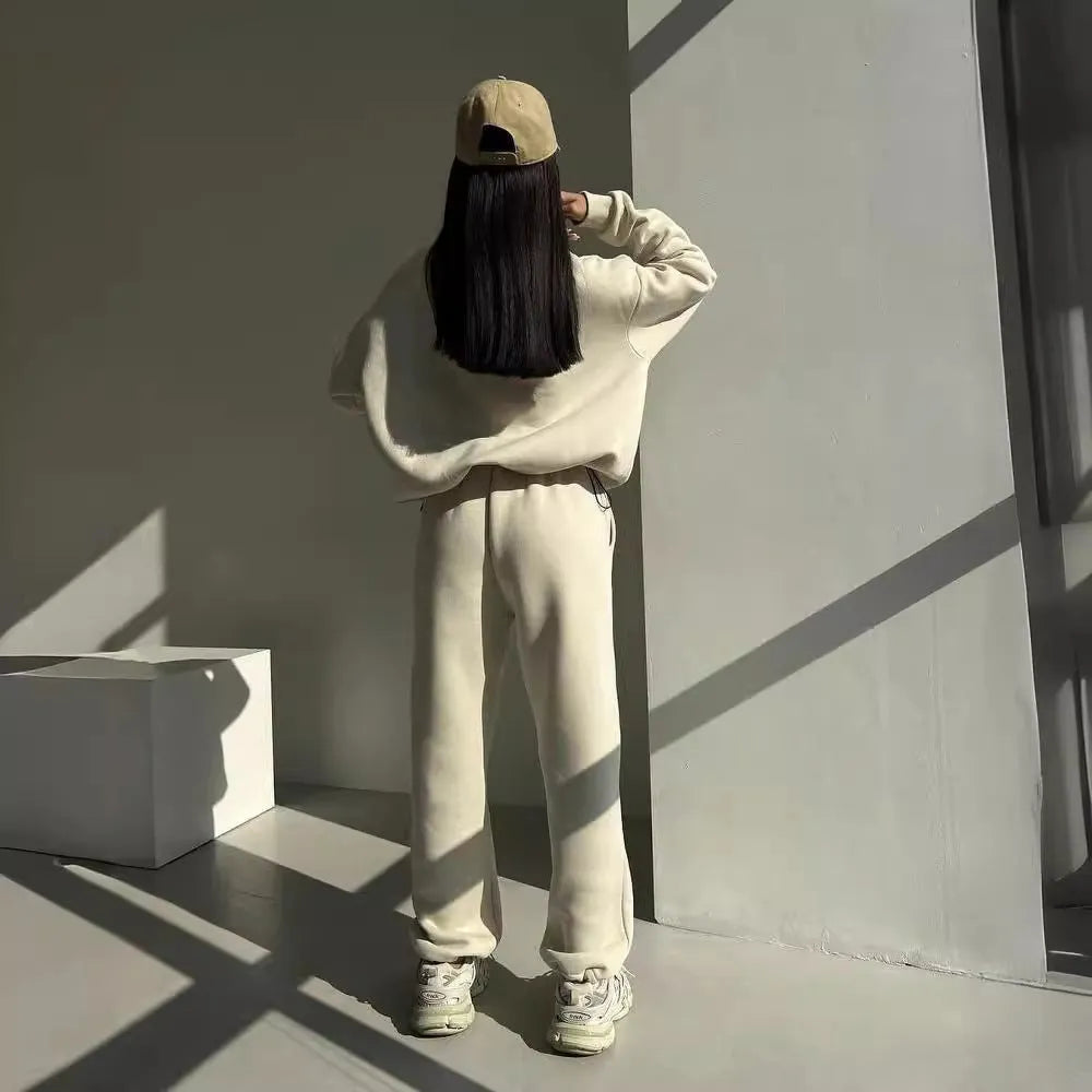 American Leisure Fashion Stitching Padded Long Sleeve Trousers Suit - Bellarte Enchanté American Leisure Fashion Stitching Padded Long Sleeve Trousers Suit