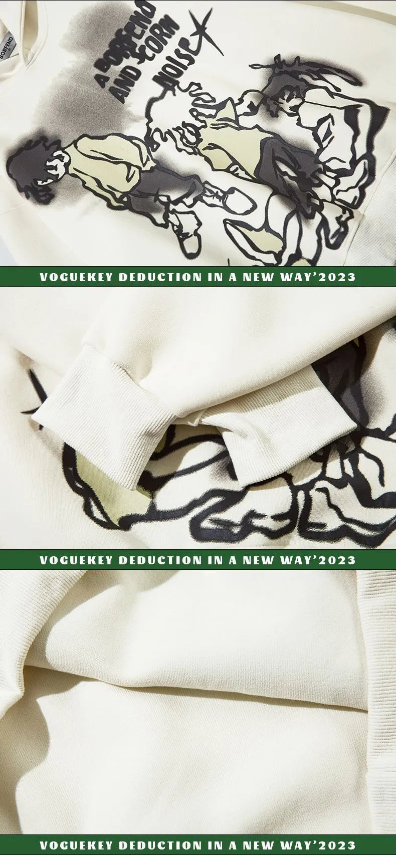 American Retro Street Graffiti Cartoon Character Hooded Sweater - Bellarte Enchanté American Retro Street Graffiti Cartoon Character Hooded Sweater