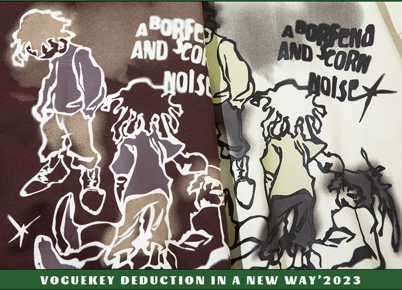 American Retro Street Graffiti Cartoon Character Hooded Sweater - Bellarte Enchanté American Retro Street Graffiti Cartoon Character Hooded Sweater