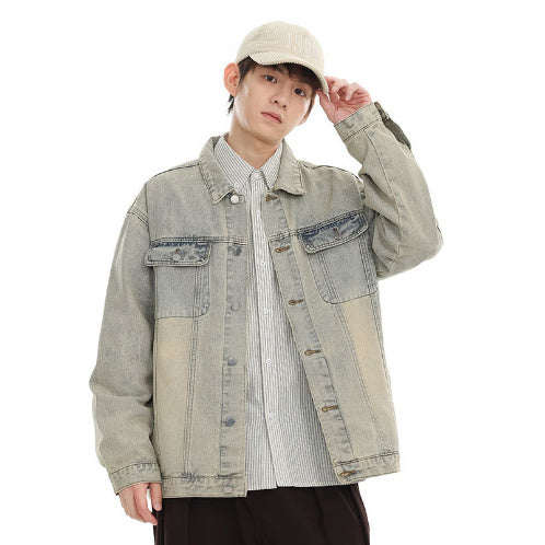 American Retro Washed Denim Jacket Fall And Winter Lapels Jacket - Bellarte Enchanté American Retro Washed Denim Jacket Fall And Winter Lapels Jacket