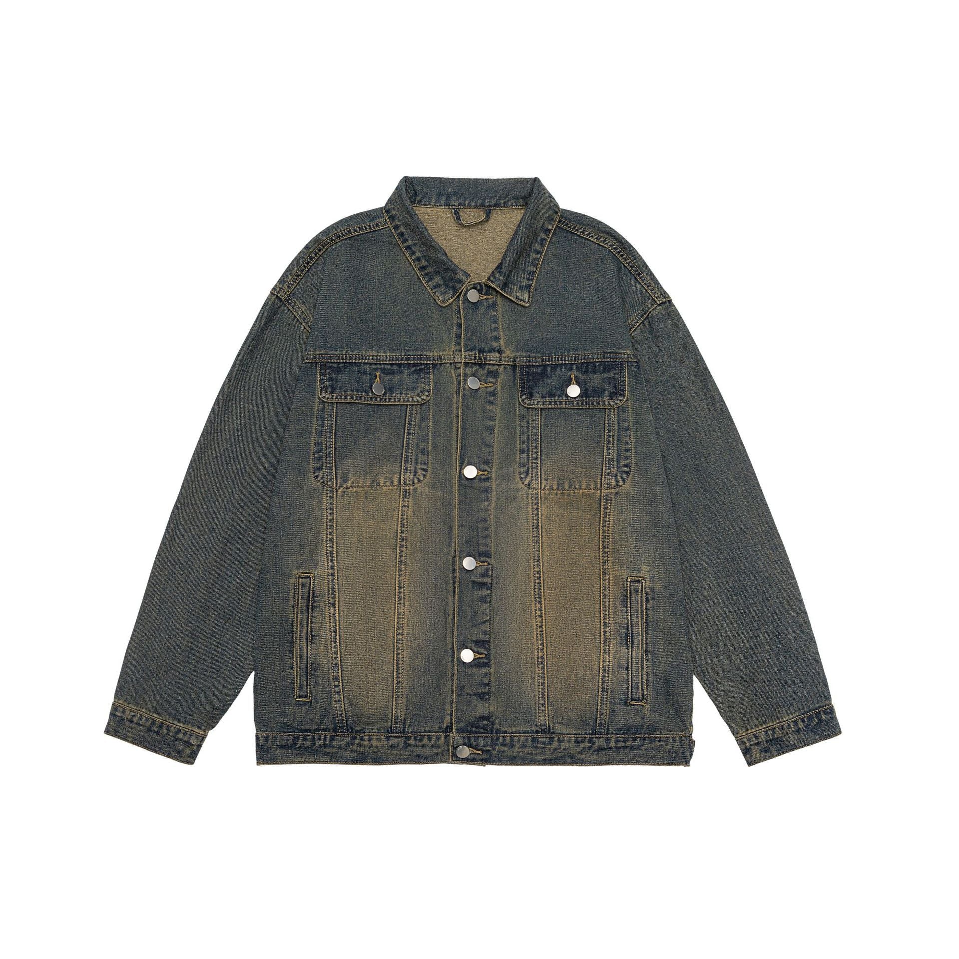 American Retro Washed Denim Jacket Fall And Winter Lapels Jacket - Bellarte Enchanté American Retro Washed Denim Jacket Fall And Winter Lapels Jacket