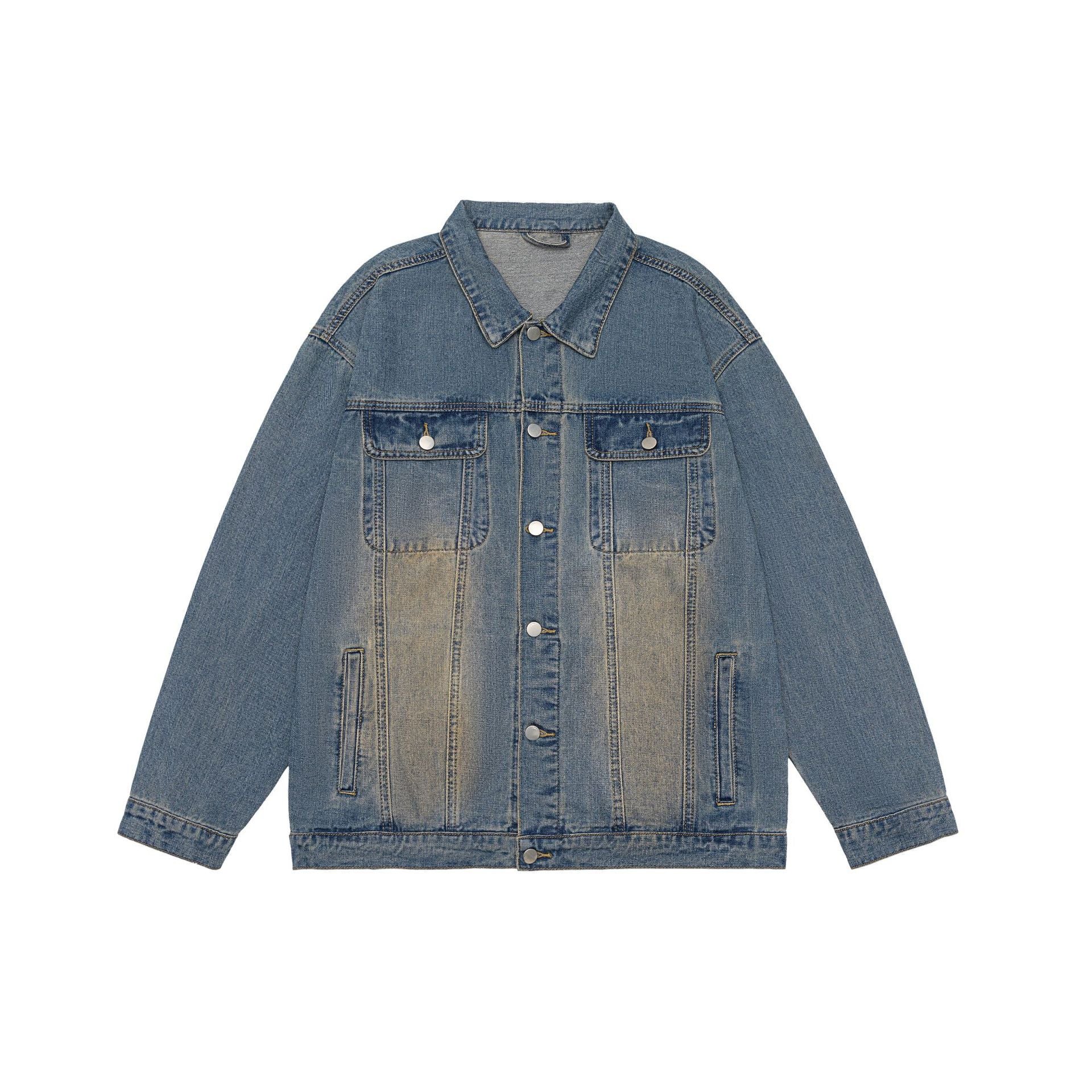 American Retro Washed Denim Jacket Fall And Winter Lapels Jacket - Bellarte Enchanté American Retro Washed Denim Jacket Fall And Winter Lapels Jacket