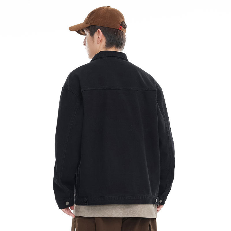 American Retro Washed Denim Jacket Fall And Winter Lapels Jacket - Bellarte Enchanté American Retro Washed Denim Jacket Fall And Winter Lapels Jacket