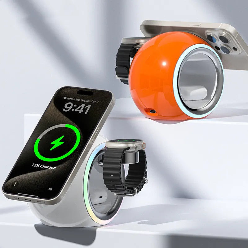 Applicable To Three-in-one Wireless Charger With Colorful Light - Bellarte Enchanté Applicable To Three-in-one Wireless Charger With Colorful Light