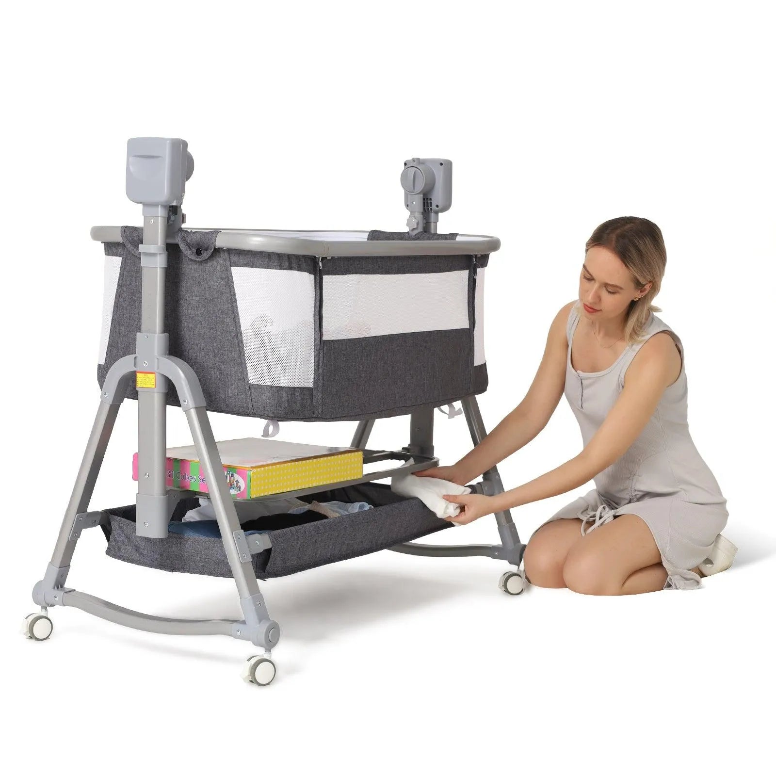 Automatic Baby Cradle with Storage Shelf - Bellarte Enchanté Automatic Baby Cradle with Storage Shelf