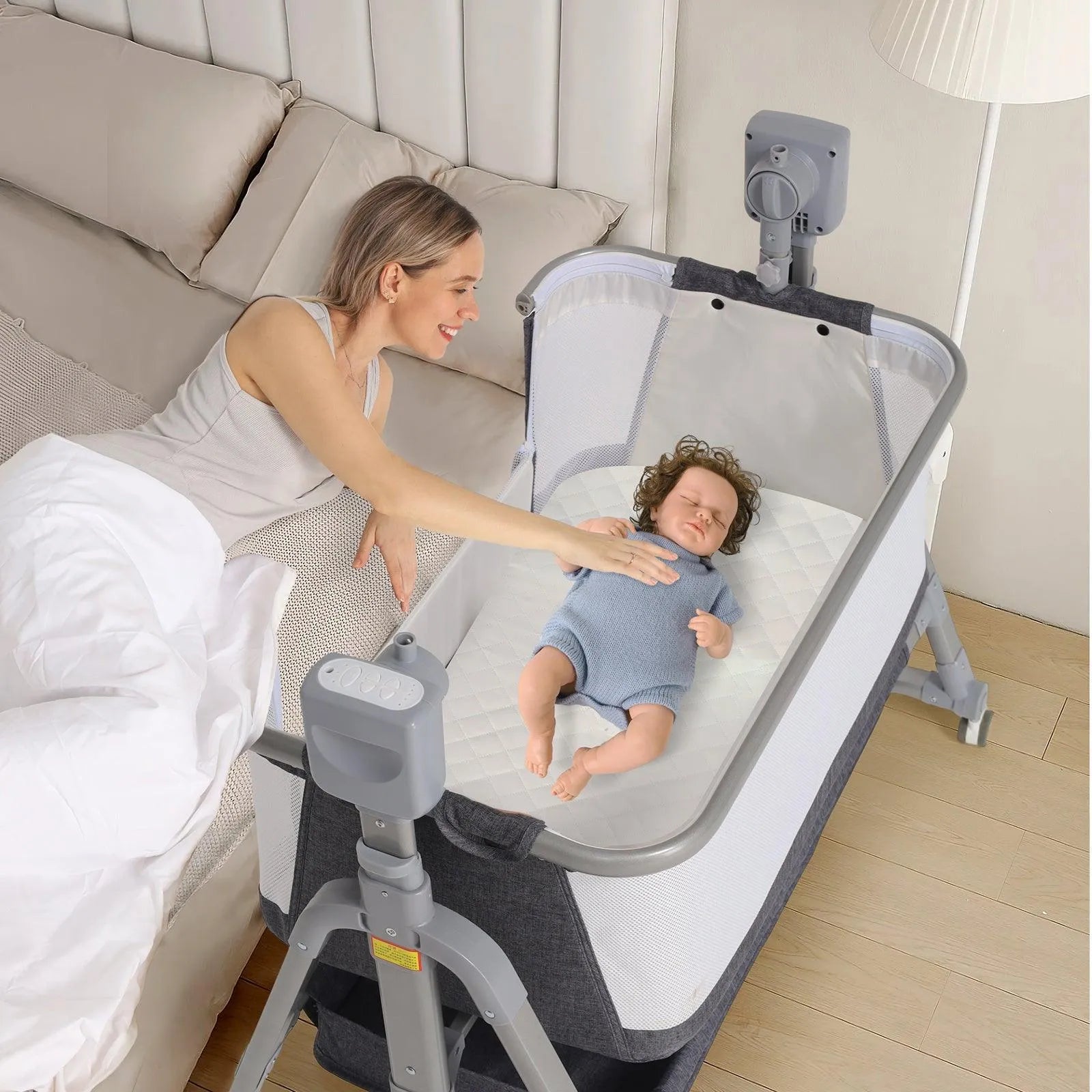 Automatic Baby Cradle with Storage Shelf - Bellarte Enchanté Automatic Baby Cradle with Storage Shelf