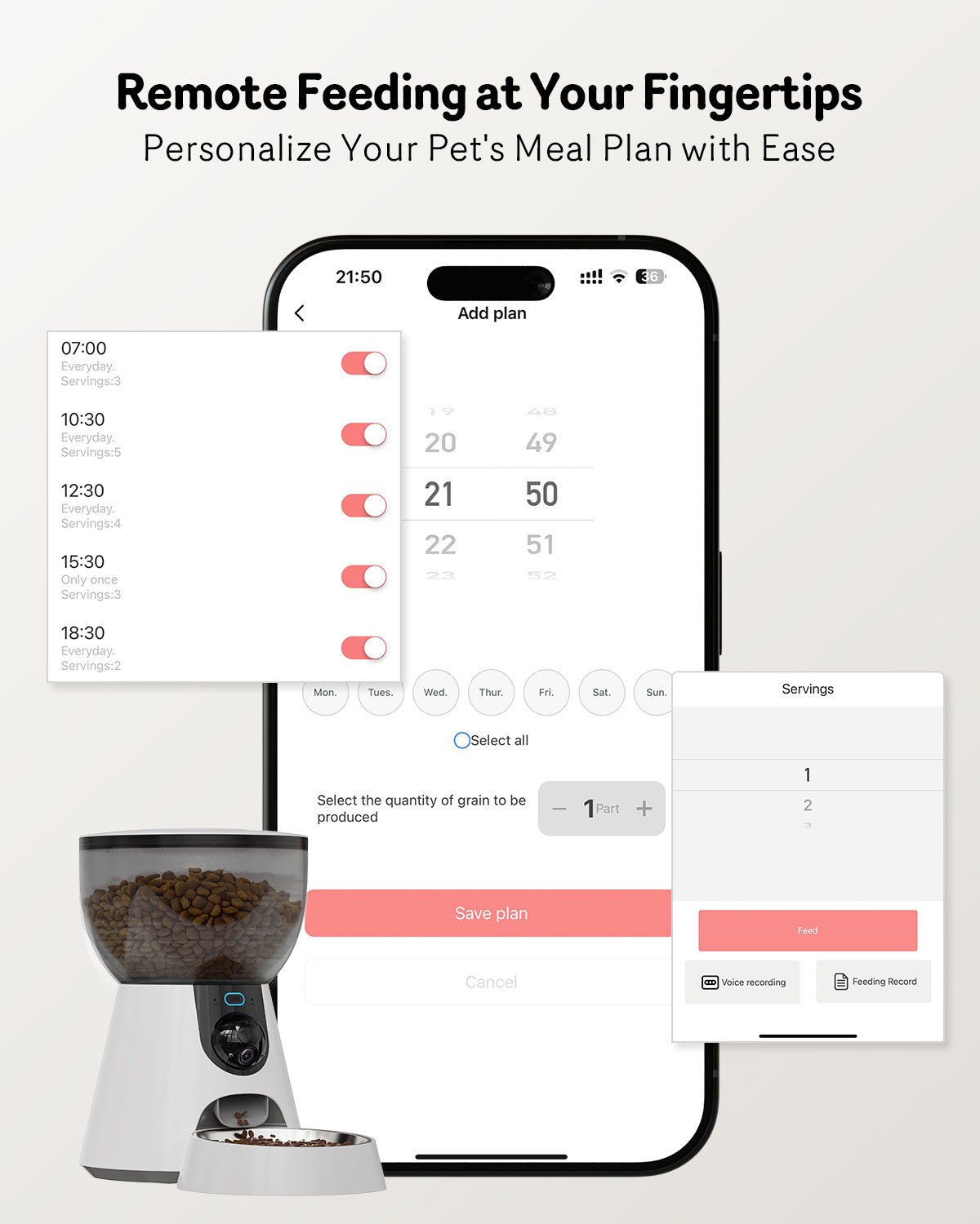 Automatic Cat Feeder With Camera, 1080P HD Video, Night Vision, 5G WiFi, 2-Way Audio, 10s Voice Recorder, Low Food & Blockage - Bellarte Enchanté Automatic Cat Feeder With Camera, 1080P HD Video, Night Vision, 5G WiFi, 2-Way Audio, 10s Voice Recorder, Low Food & Blockage